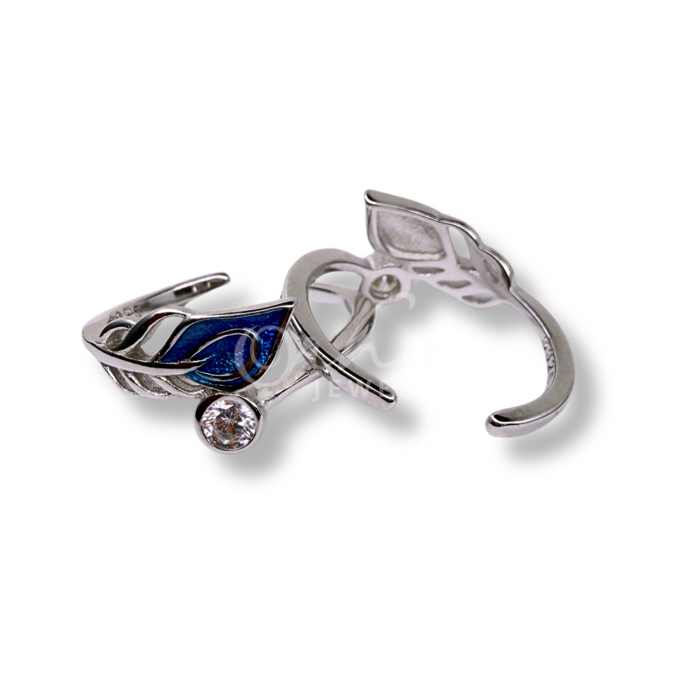 925 Sterling Silver Leaf Toe Ring for Women | Adjustable Open Toe Ring with Crystal & Enamel Design | ORHU Jewel