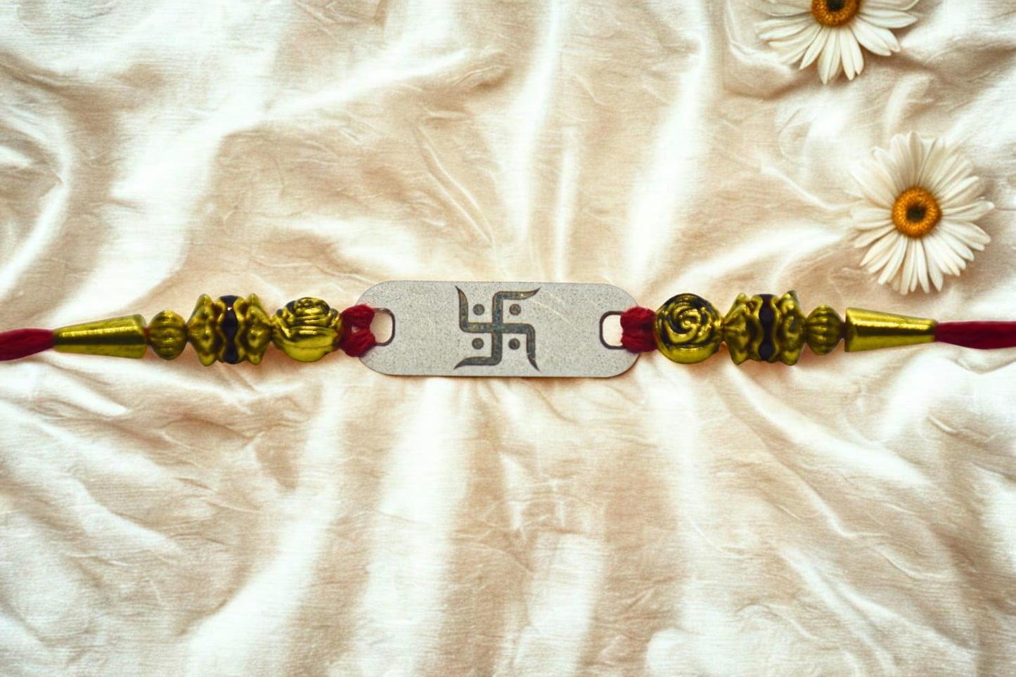 Swastik Blessing Silver Rakhi