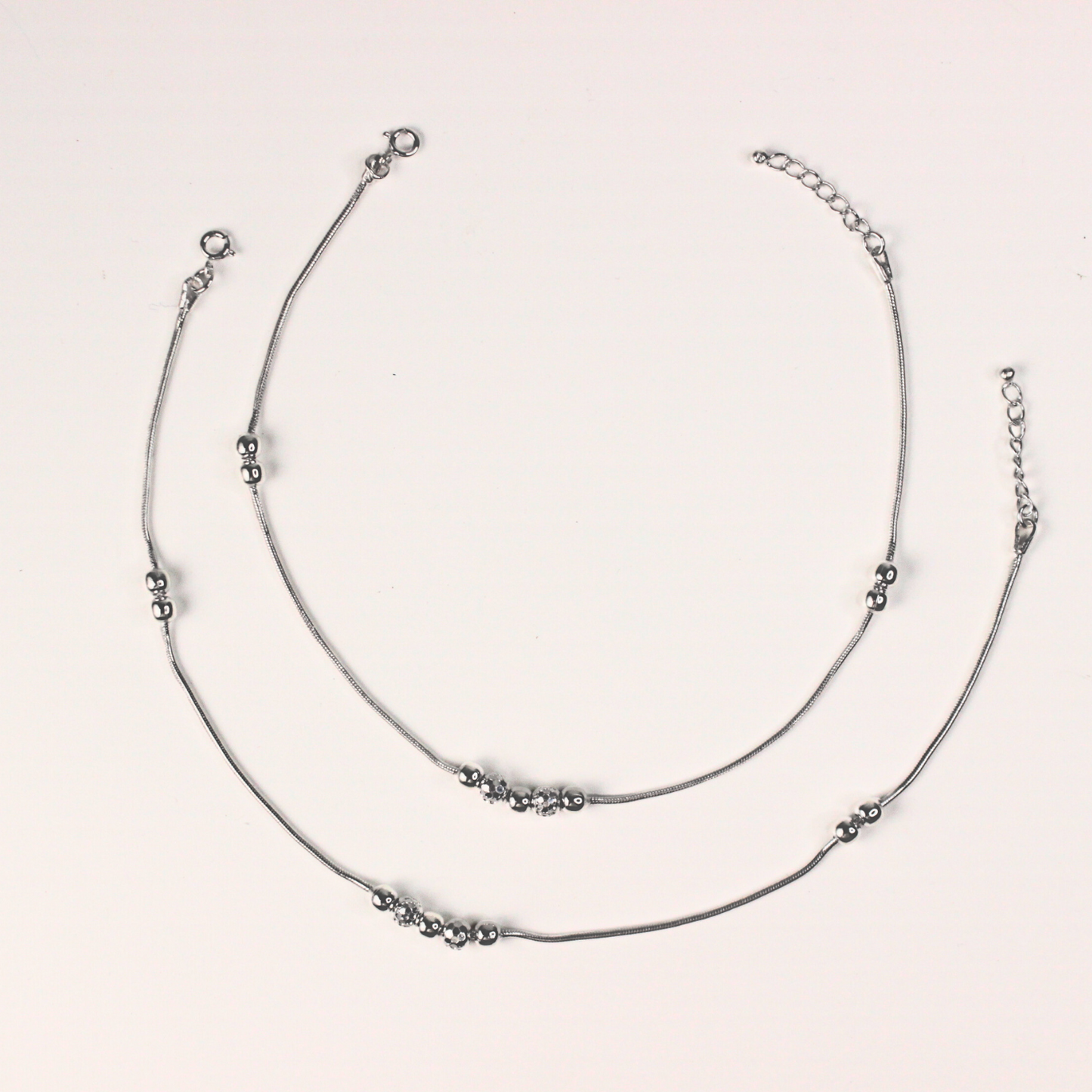 Italian Graceful Silver Ball Beads Anklet