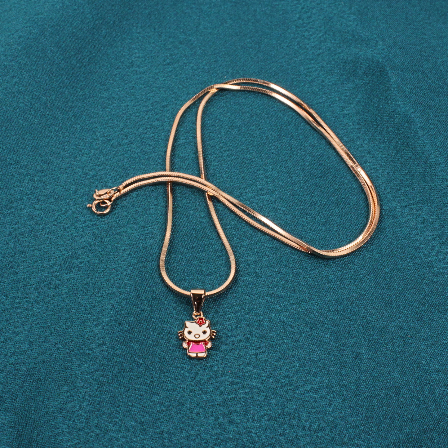 Rose Gold Kitty Doll Enamel Pendant