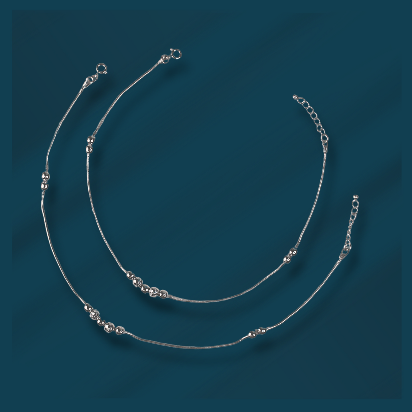 Italian Graceful Silver Ball Beads Anklet