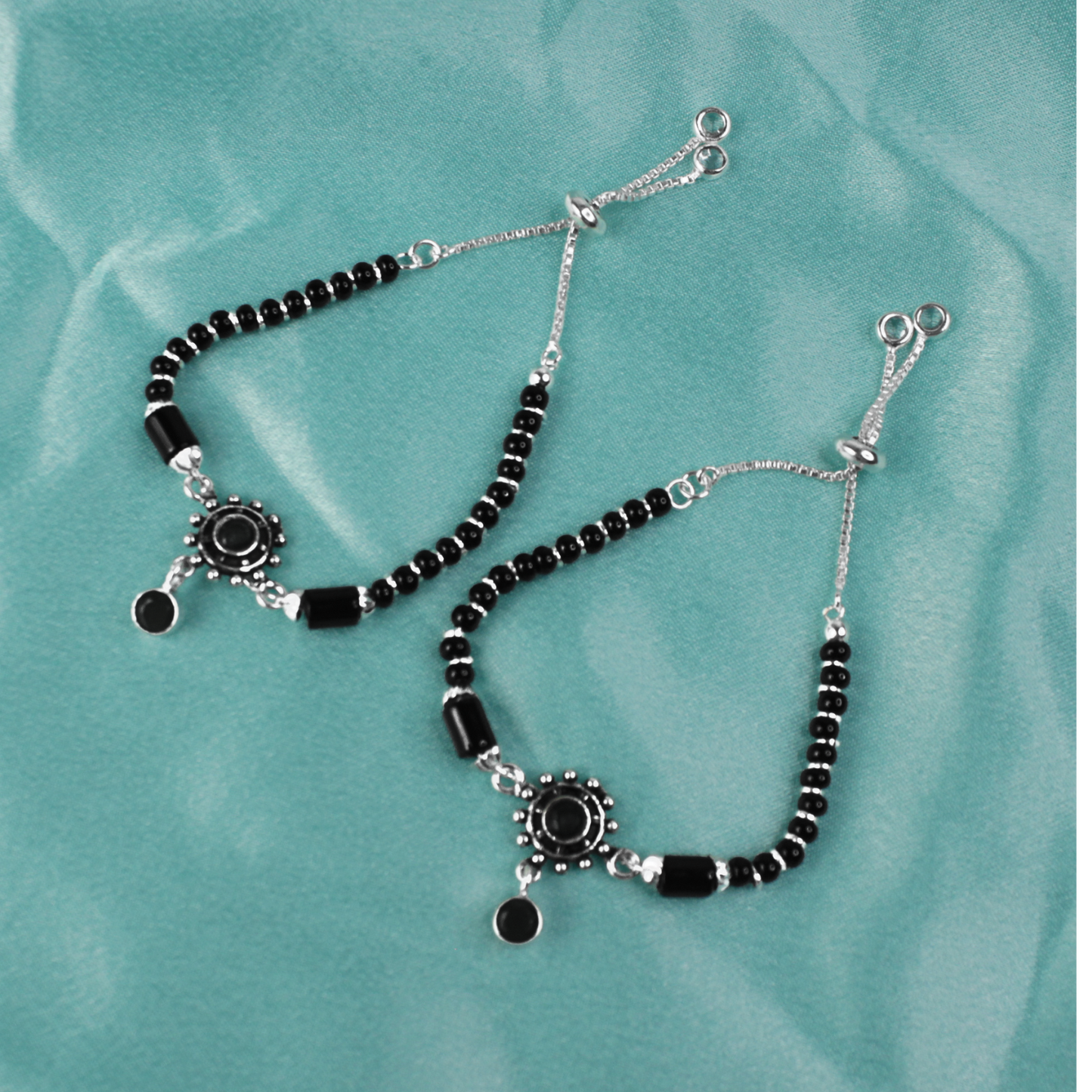 Naynika Black Beads Anklets