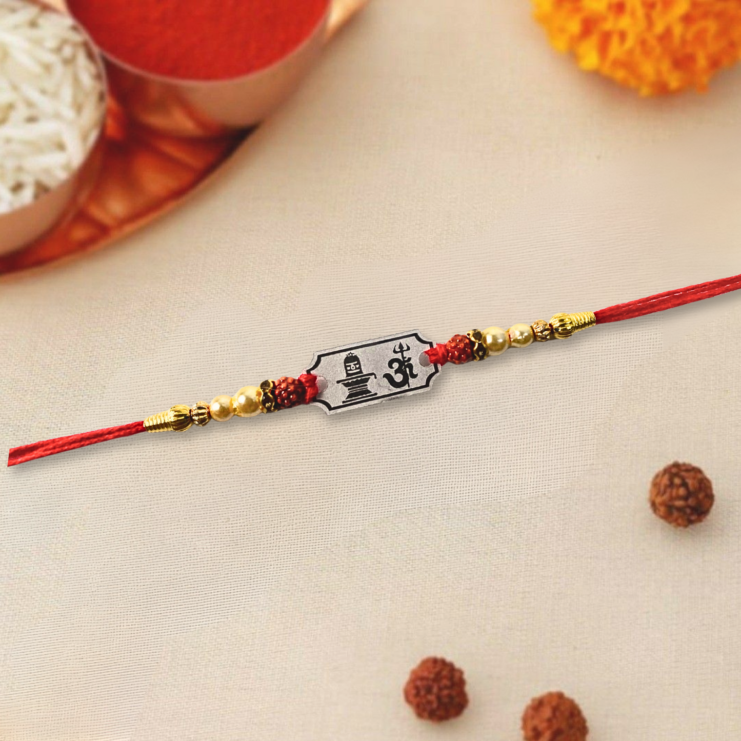 Shiv - Om Silver Rakhi