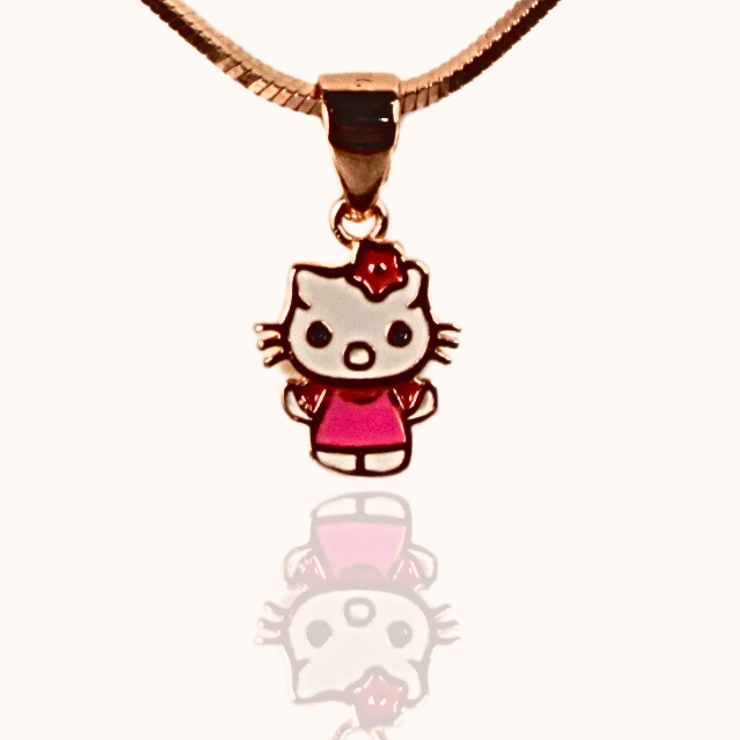 Rose Gold Kitty Doll Enamel Pendant