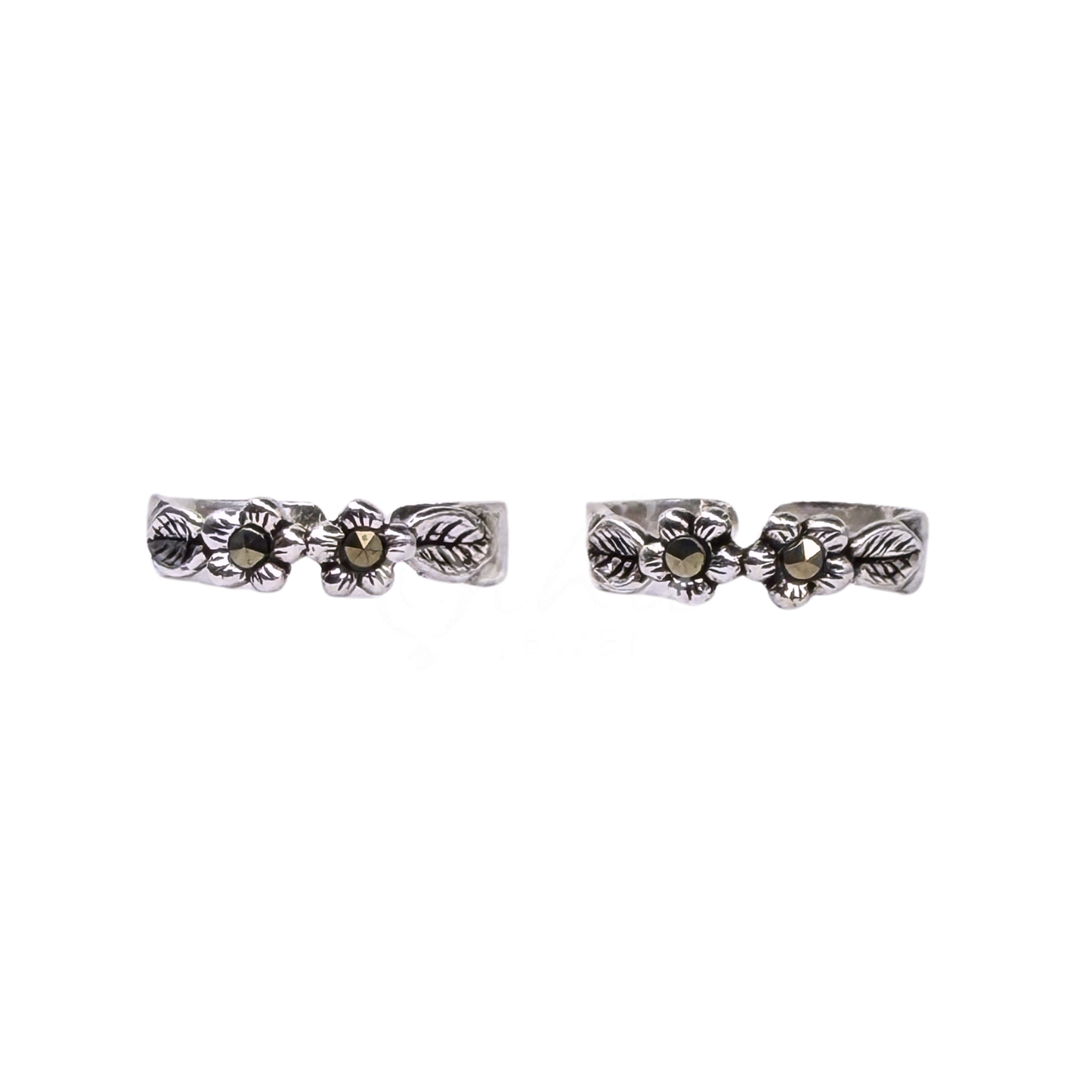 ORHU JEWEL 925 Sterling Silver Toe Rings for Women | Oxidised Flower Design | Adjustable Open Band Toe Ring | Traditional & Daily Wear | Hallmarked Silver