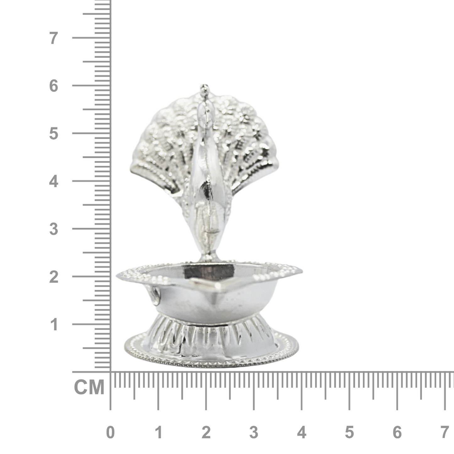 Silver Peacock Diya