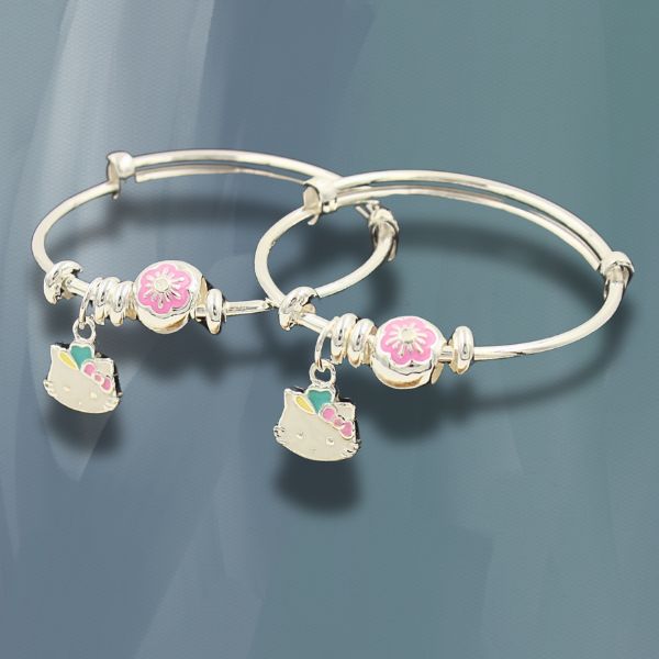Pink Flower With Cute Kitty Kada
