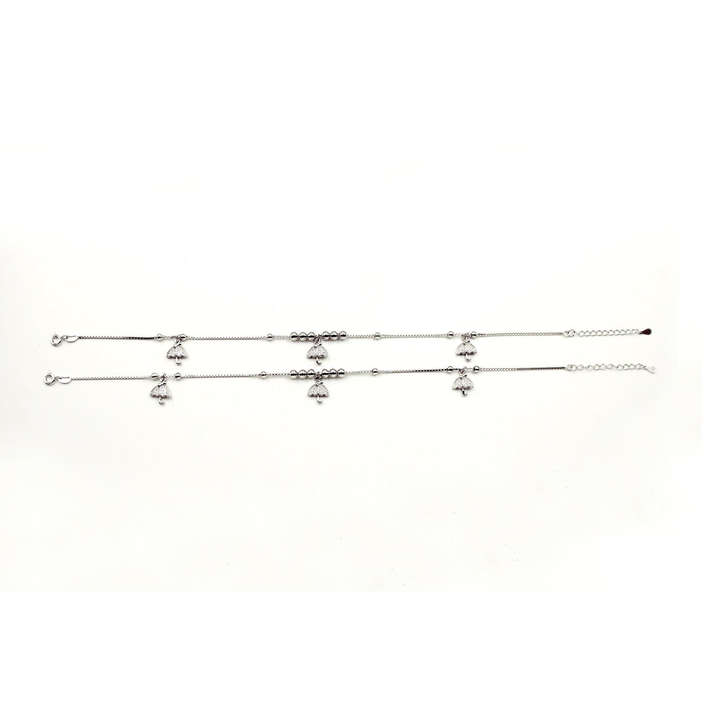 Italian Silver Ball Beads with Small Umbrella Anklet