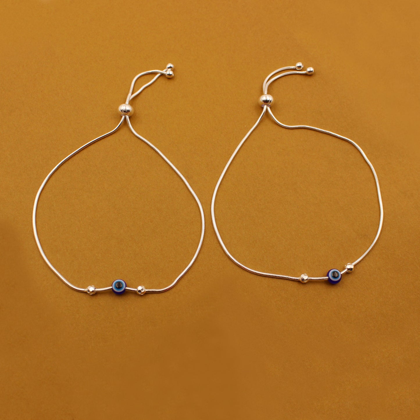 Silver Ball Beads With Evil Eye