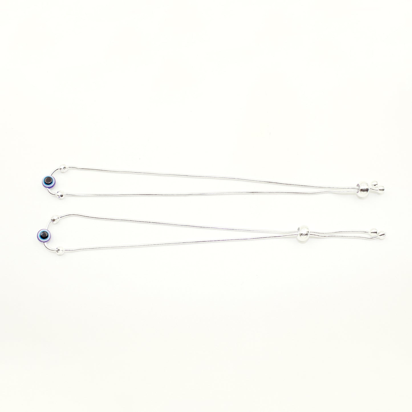 Silver Ball Beads With Evil Eye