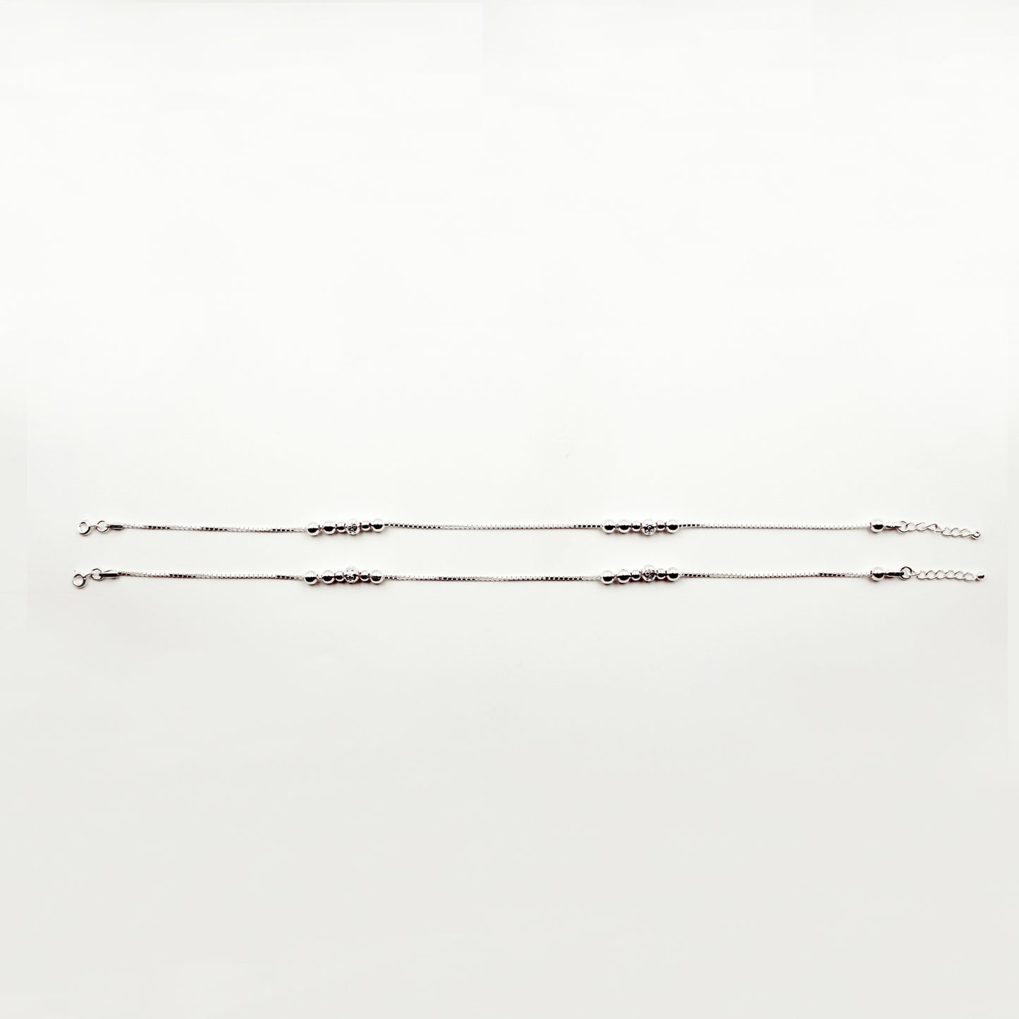 Silver Glimmering Ball Beads Anklet
