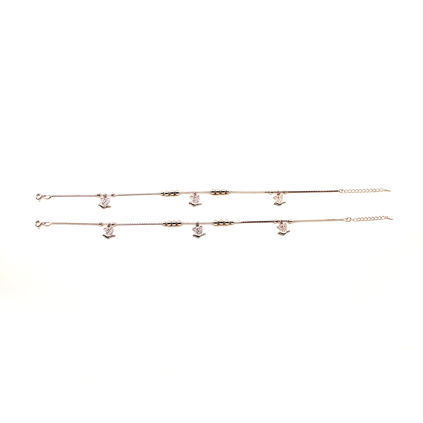 Italian Silver Bird Charm Anklet