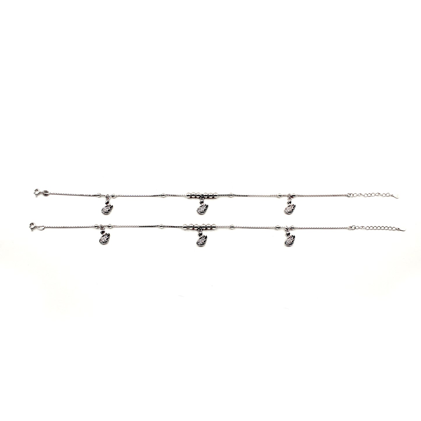 Italian Silver Swan Charm Anklet