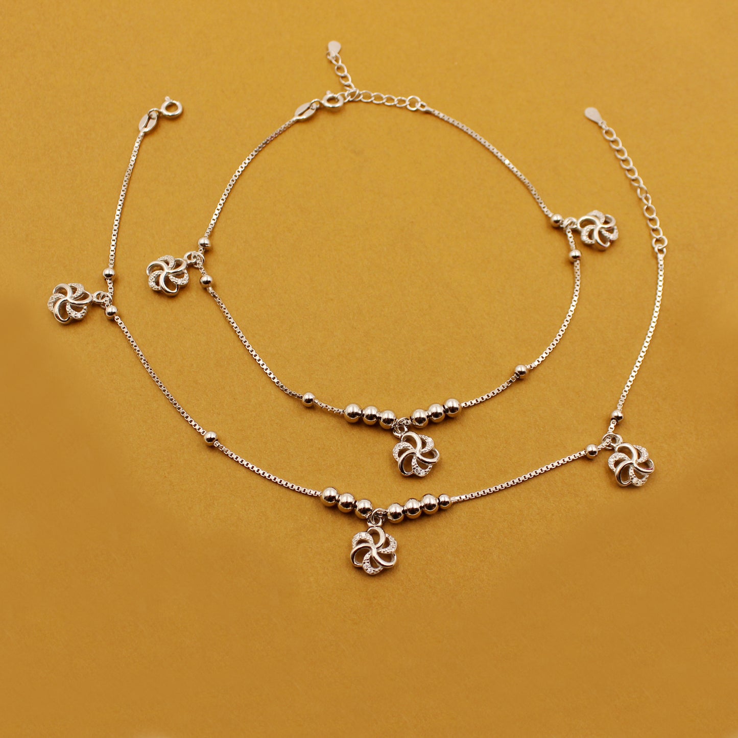 Silver Waterlily Anklet