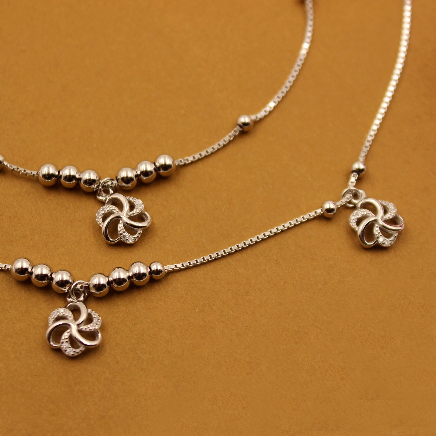 Silver Waterlily Anklet