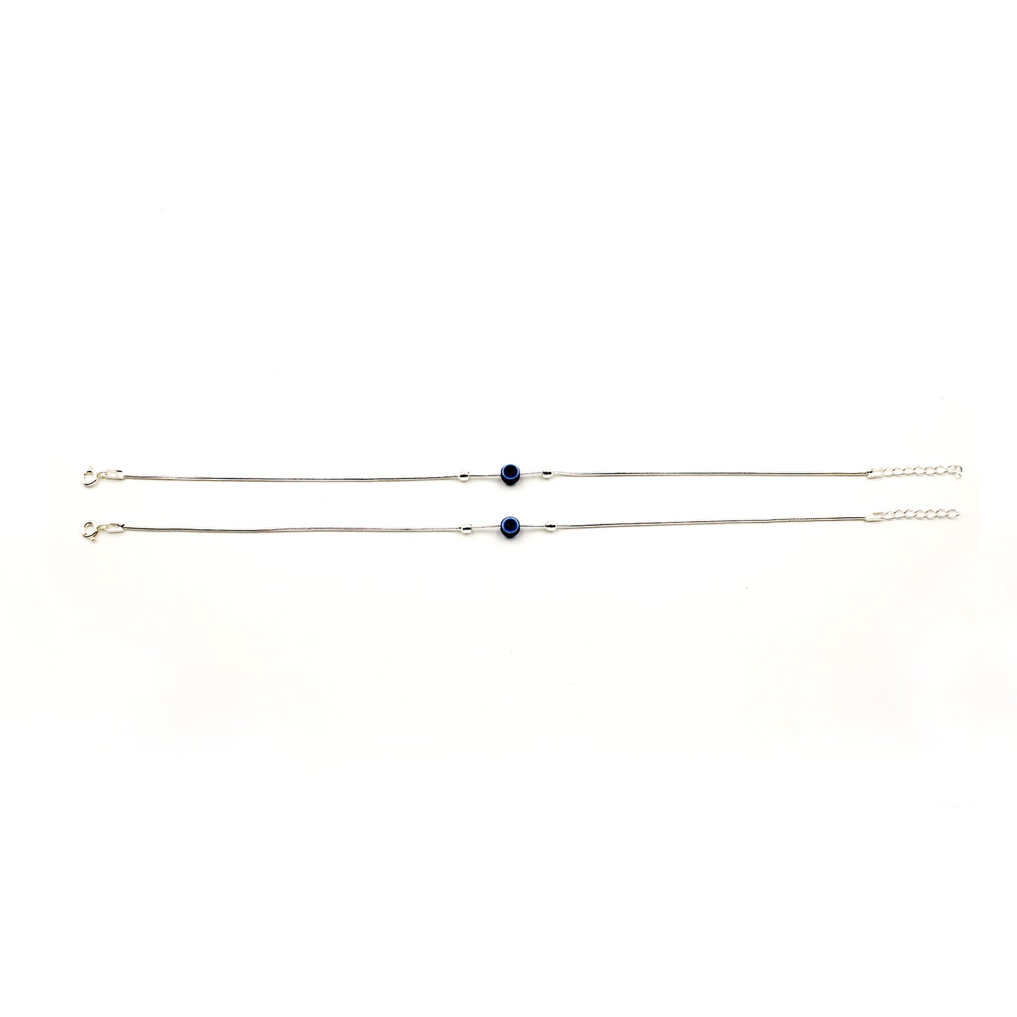 Silver Ball Beads With Evil Eye