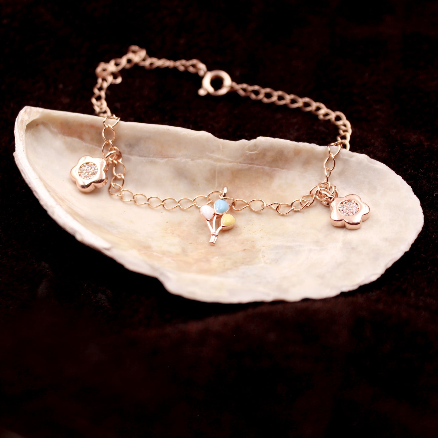 Rose Gold Flower With Balloon Bracelet