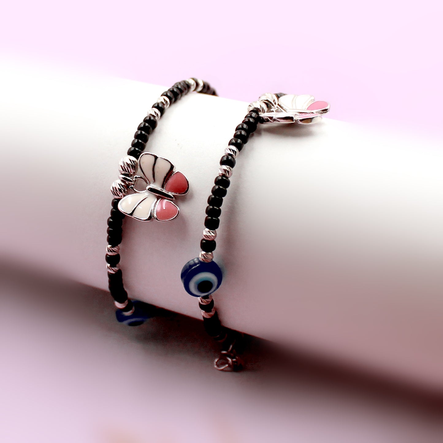 Evil Eye With Pink And White Butterfly