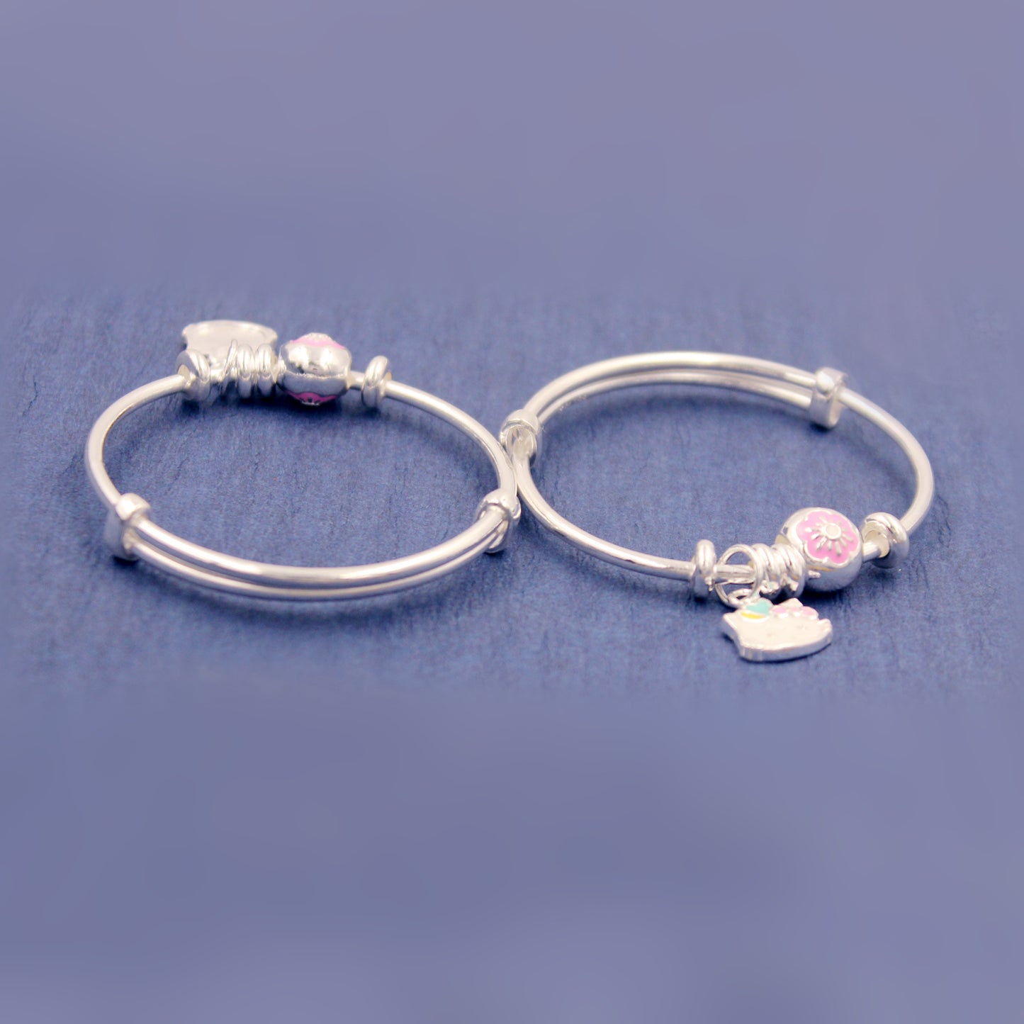 Pink Flower With Cute Kitty Kada