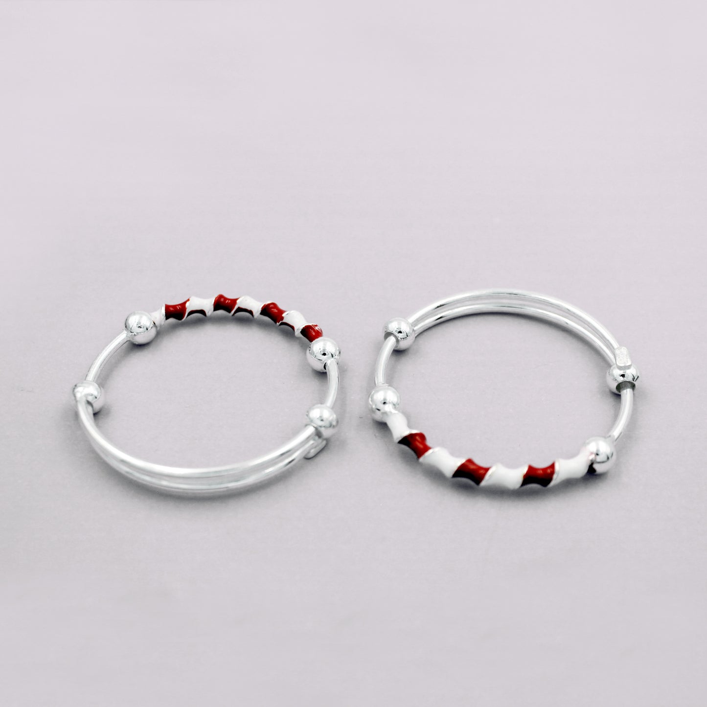 Ball Beads With Red And White Kada