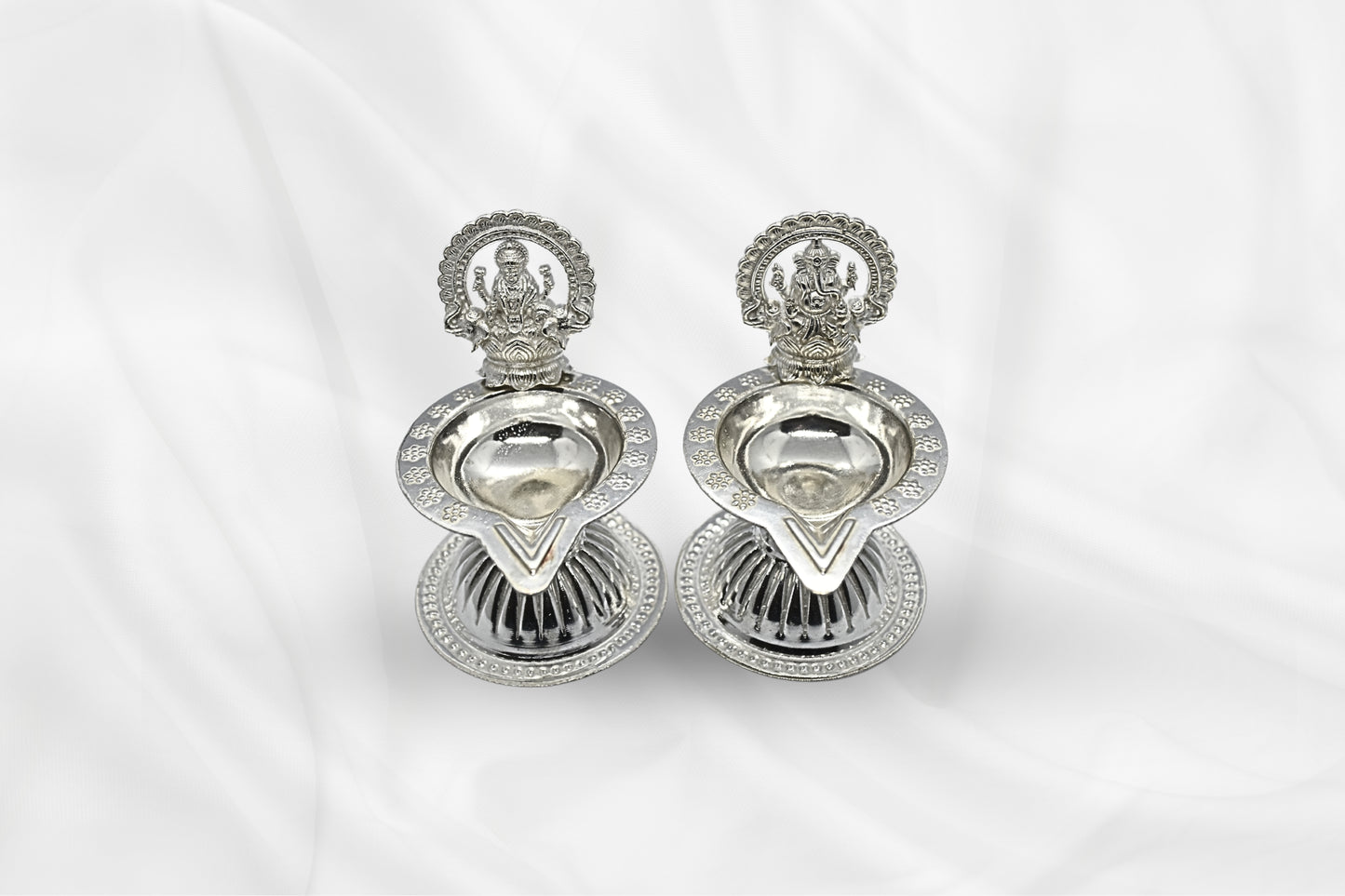 Silver Laxmi Ganesha Deepam
