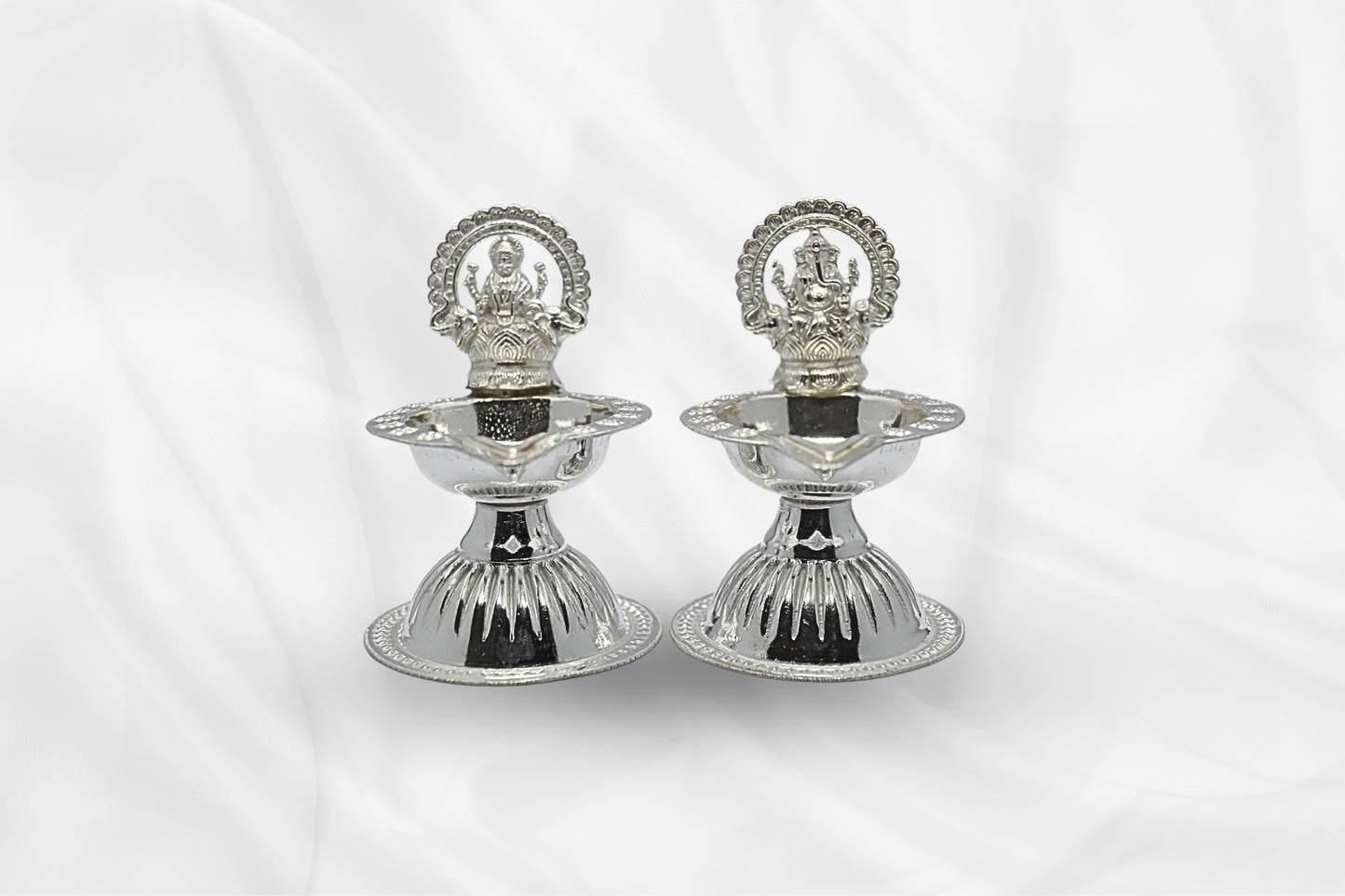 Silver Laxmi Ganesha Deepam