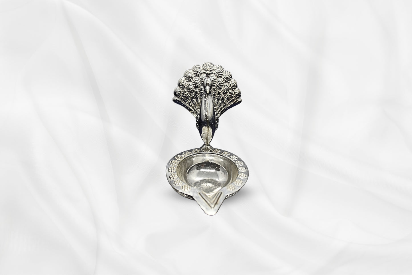 Silver Peacock Diya