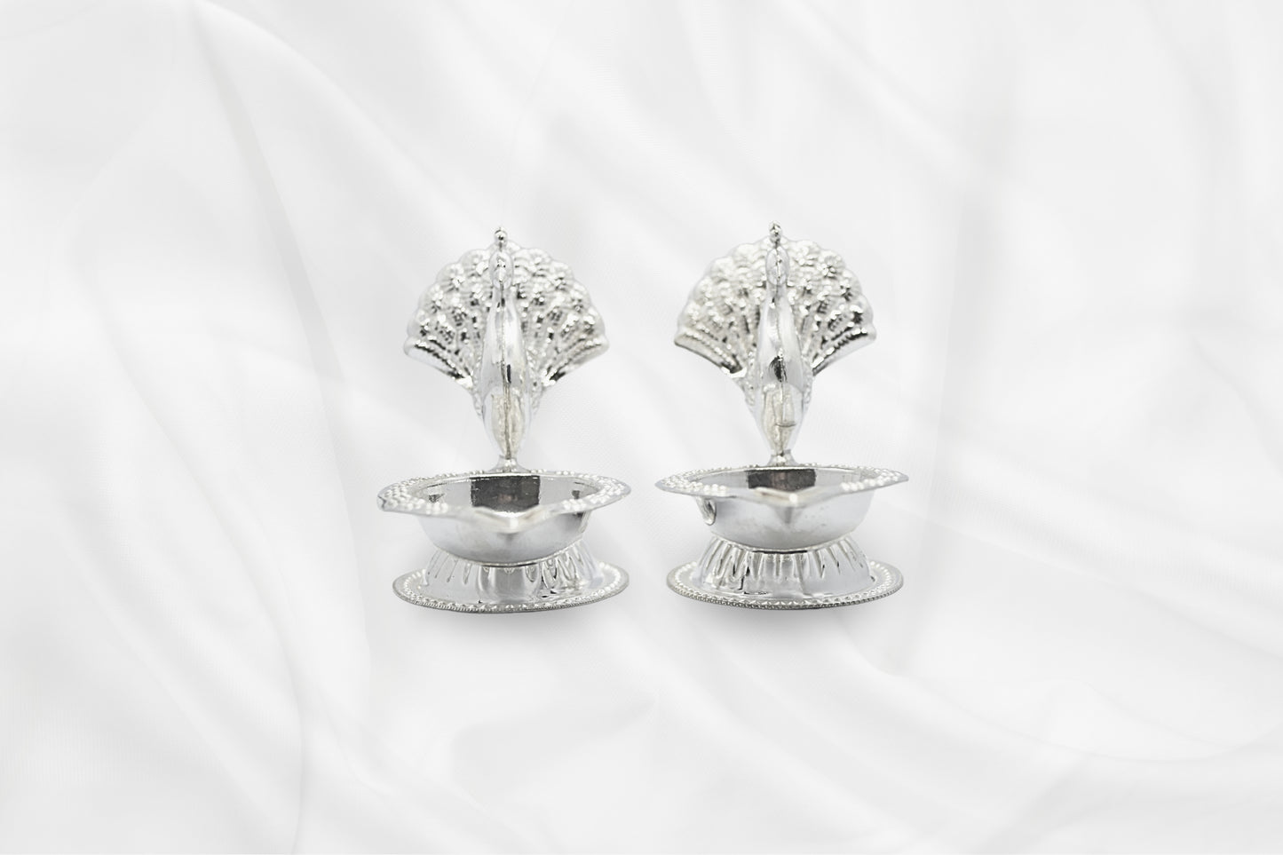 Silver Peacock Diya