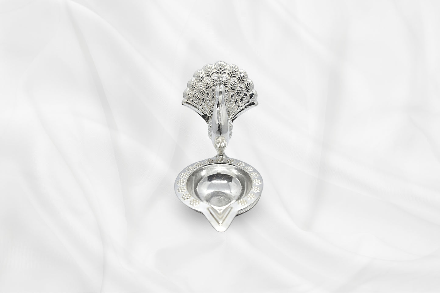Silver Peacock Diya