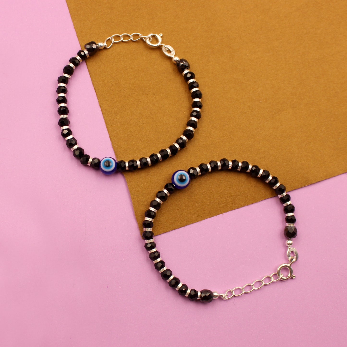 Black beads with Evil Eye Anklet