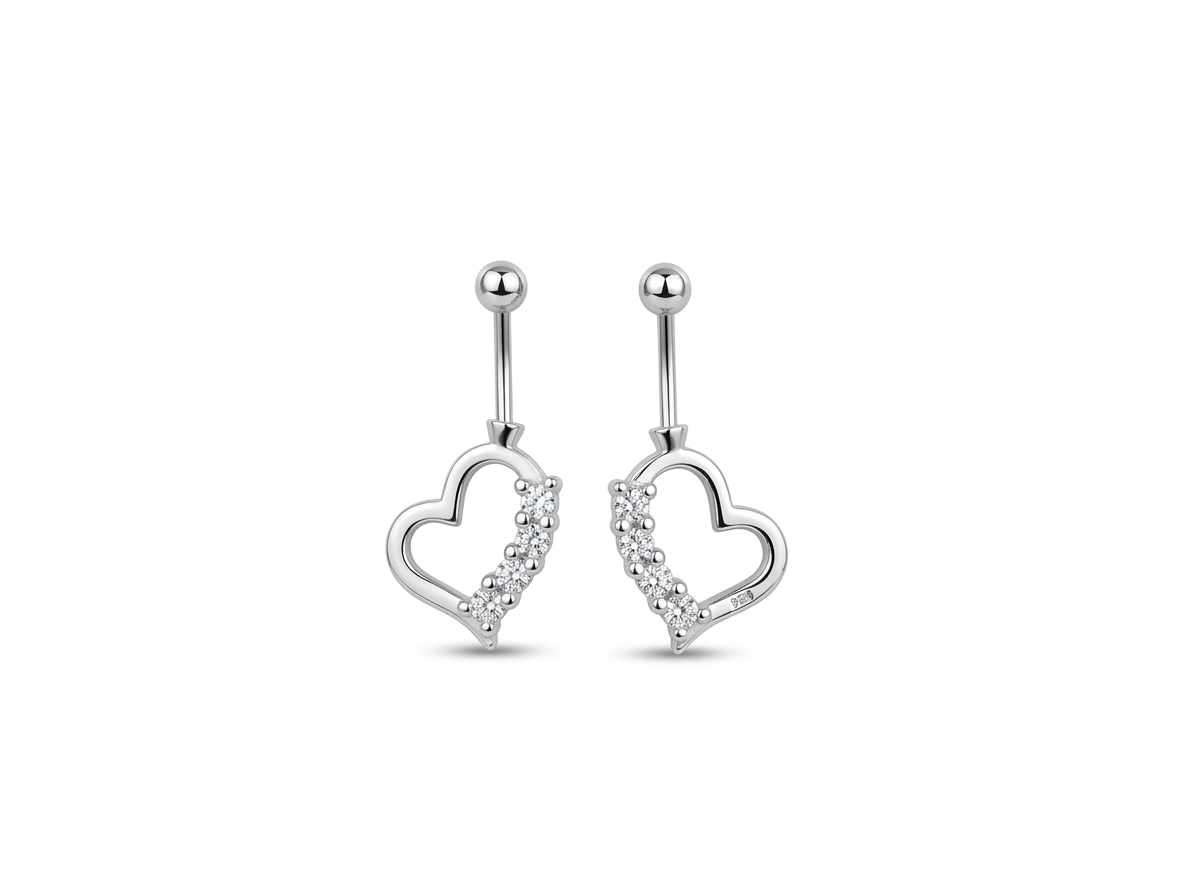ORHU JEWEL 925 Silver Hallmarked Butterfly Bugadi for Women | Helix Piercing Earring | Stylish Upper Ear Cartilage Stud | Lightweight Designer Silver Jewelry | Elegant Heart Curve Bugadi