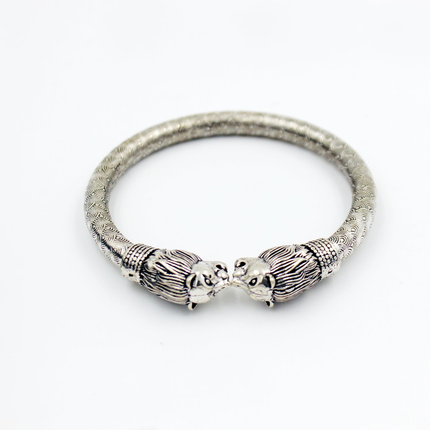 Silver Lion Face Mens Kada