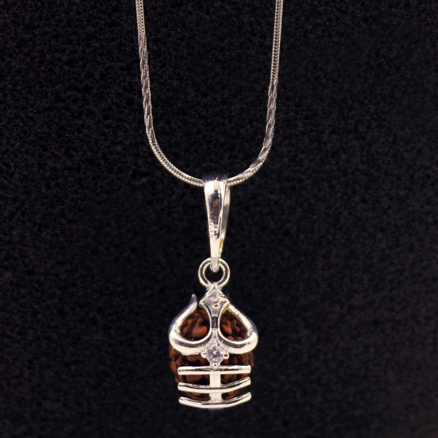 Silver Trishul Rudraksh Pendant