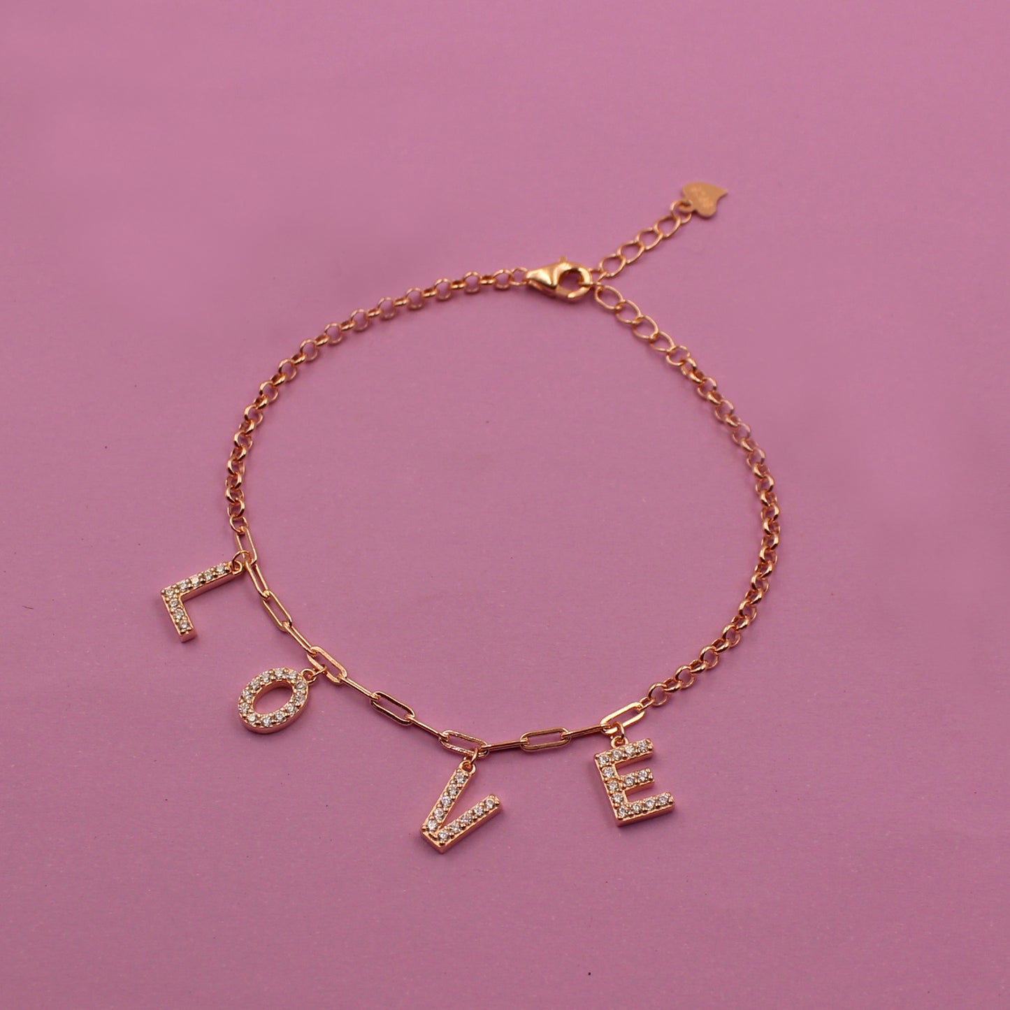 Stone Filled Love Word Bracelete