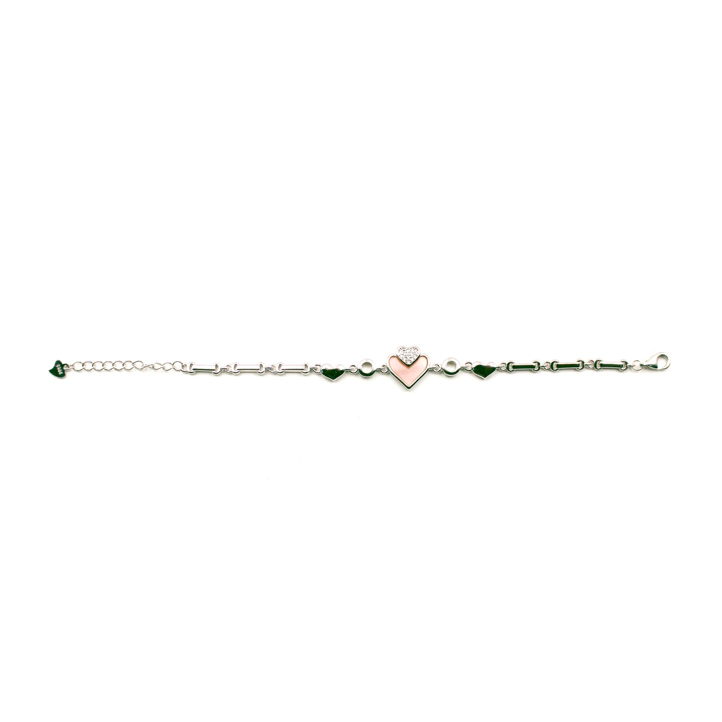 Silver Pinkish Heart Bracelet