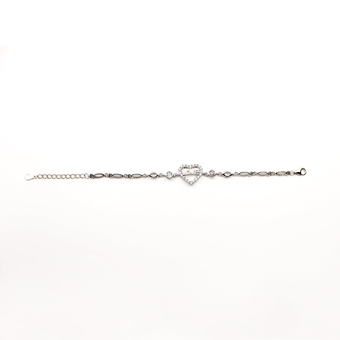 Silver Stone Filled Love Word Bracelet