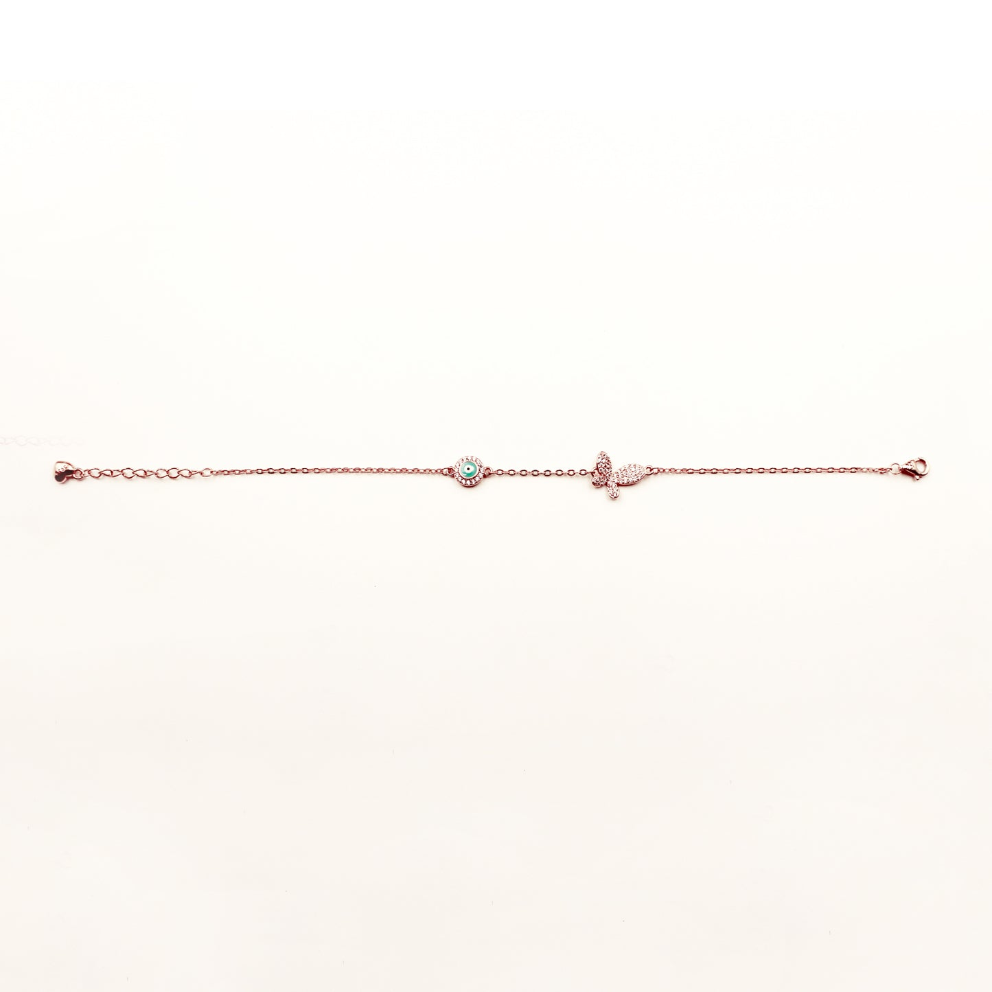 Rose Gold Evil Eye With Butterfly Bracelet