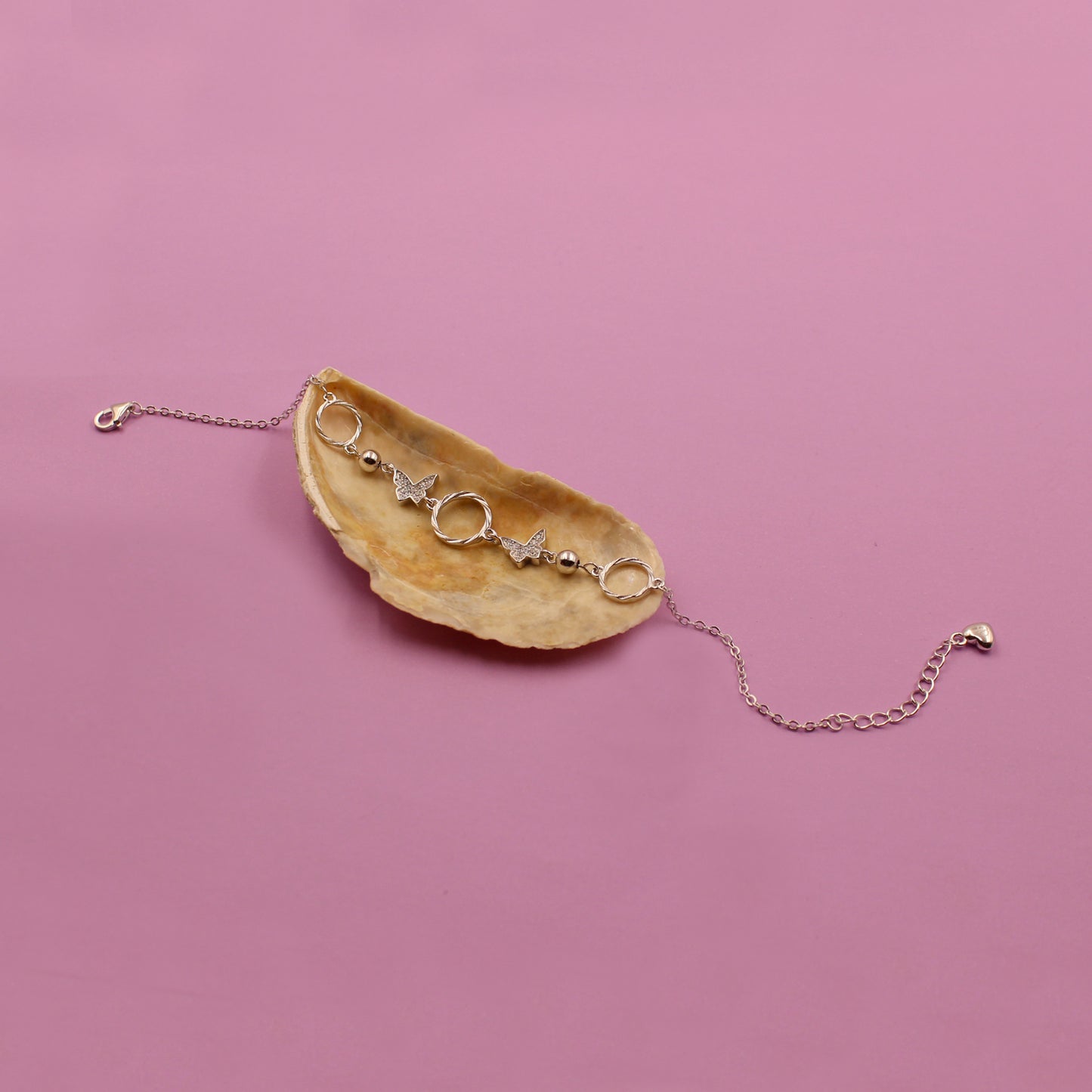 Silver Elegant Stone With Butterfly Bracelet