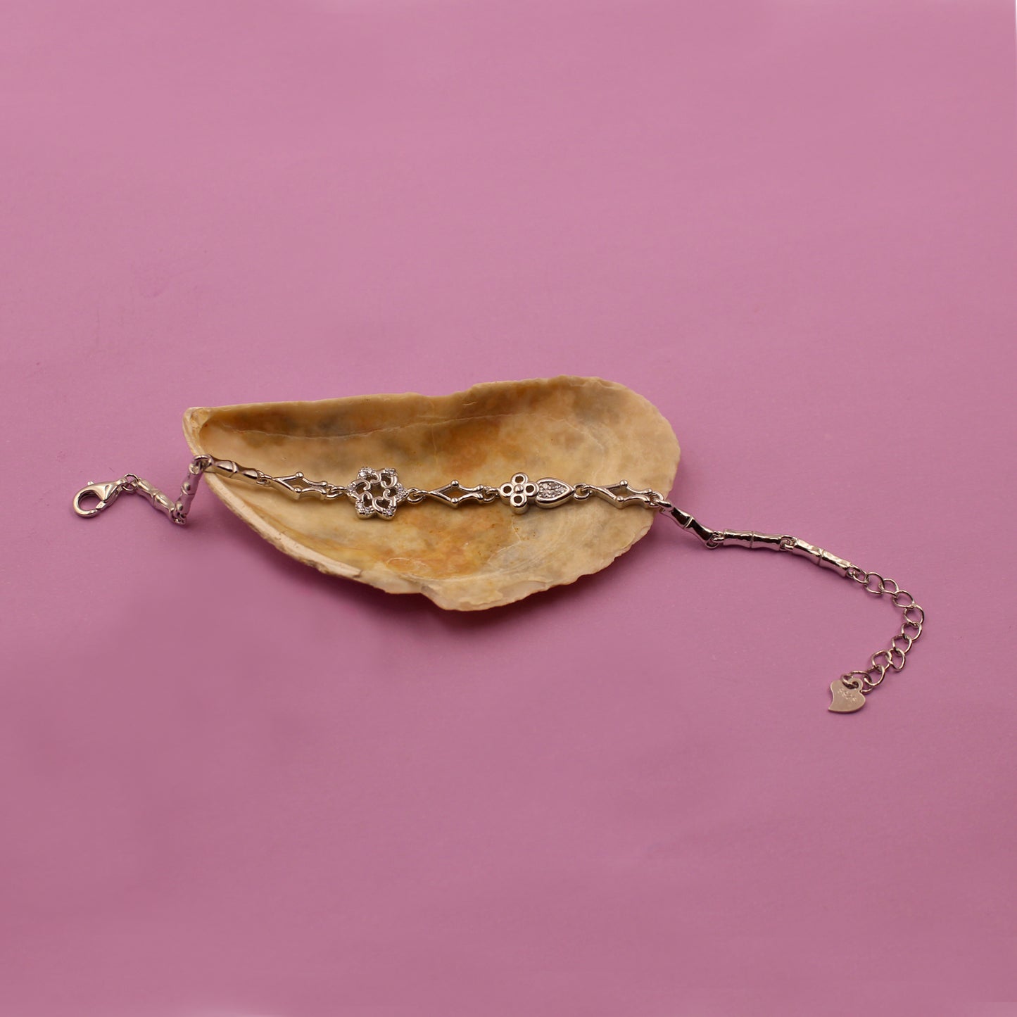 Silver Stone With Flower Bracelet