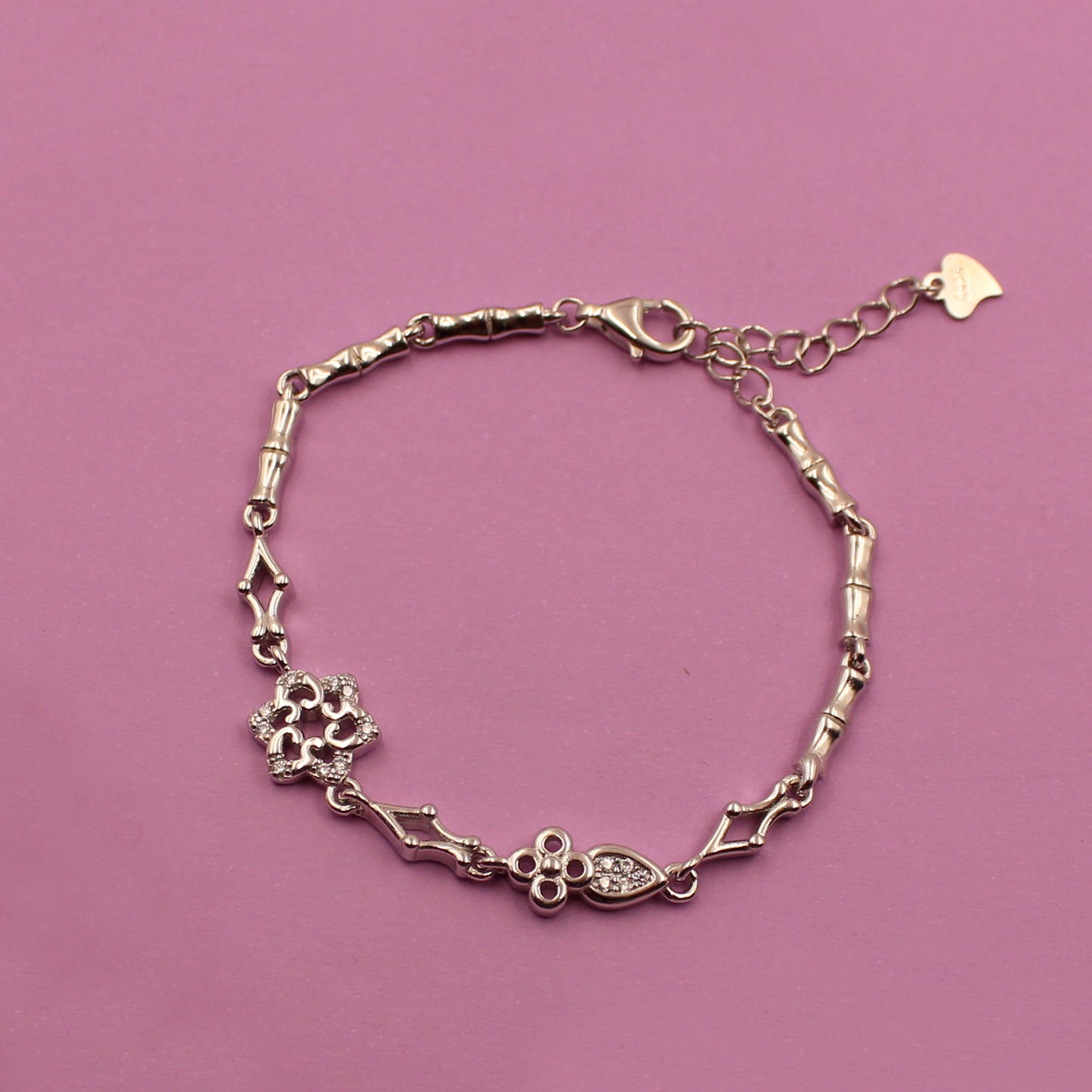 Silver Stone With Flower Bracelet
