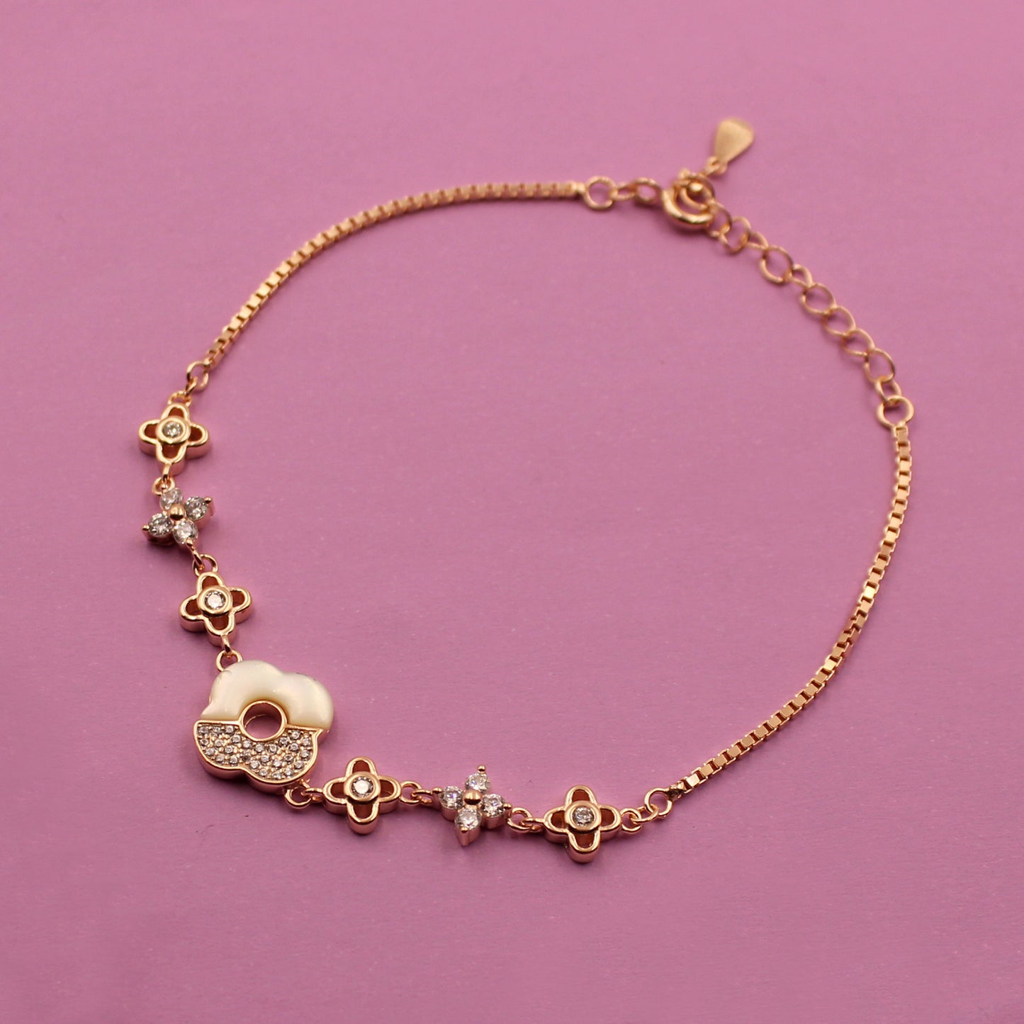 Rose Gold Unique Flower Bracelet