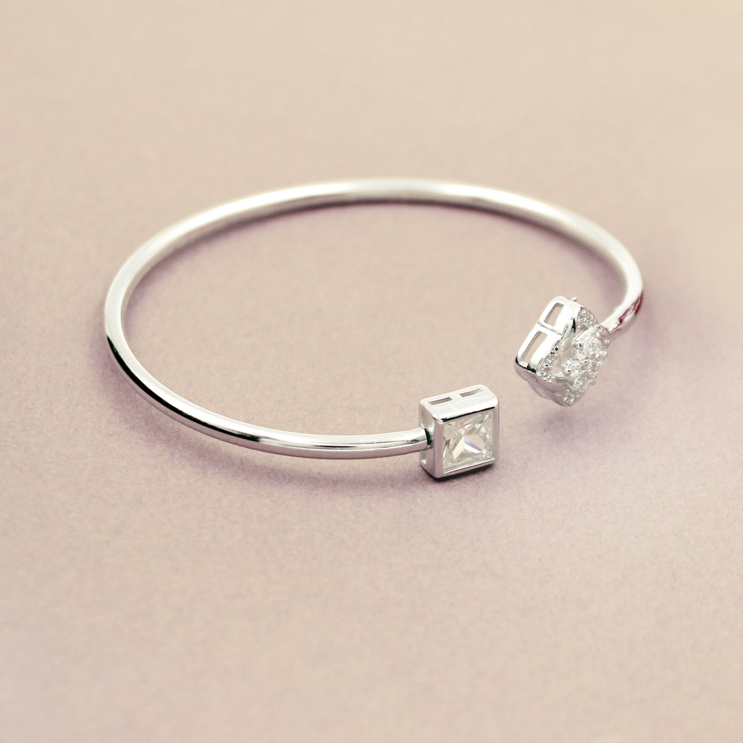 Studded Flower With Stone Square Kada Bracelet