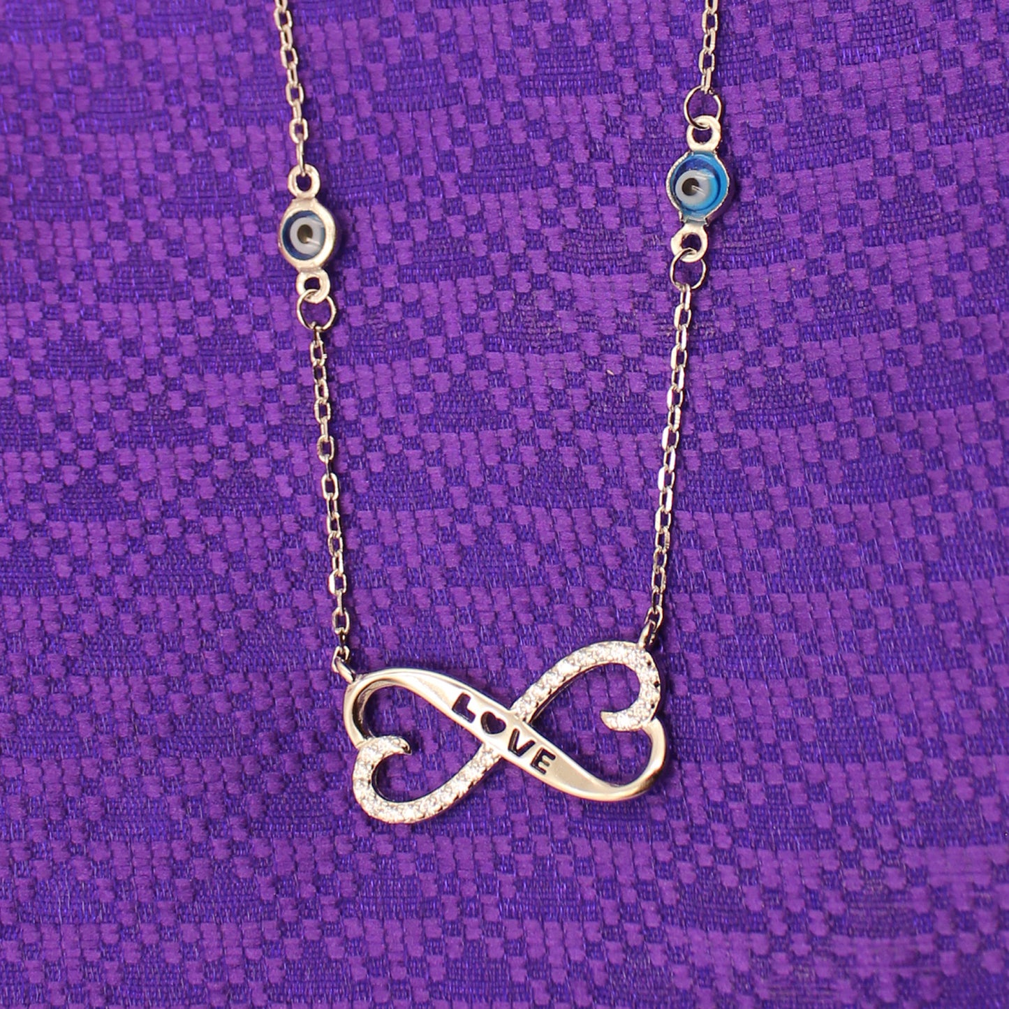 Evil Eye With Stone Infinite Love Pendant