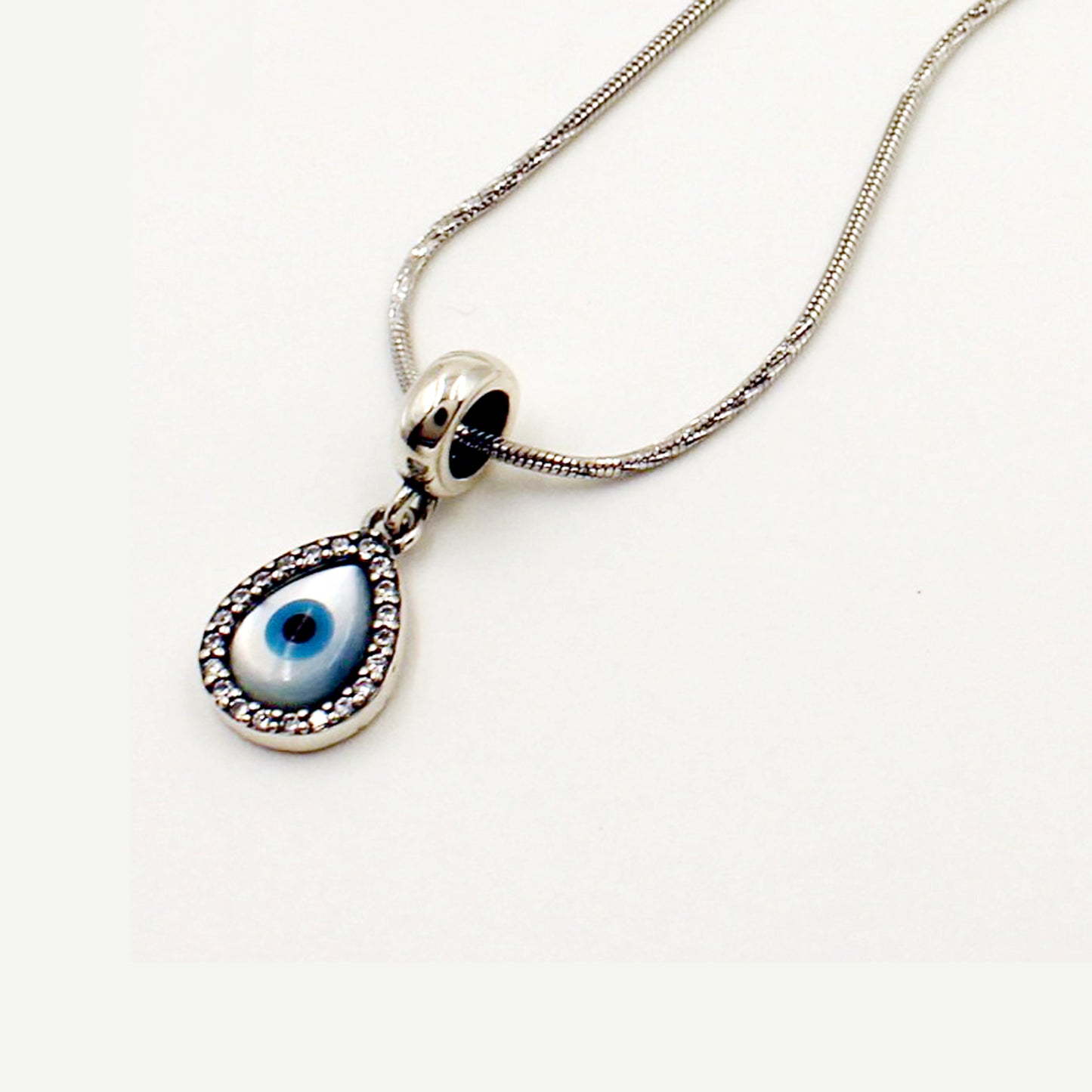 Silver Beautiful Drop Evil Eye Pendant
