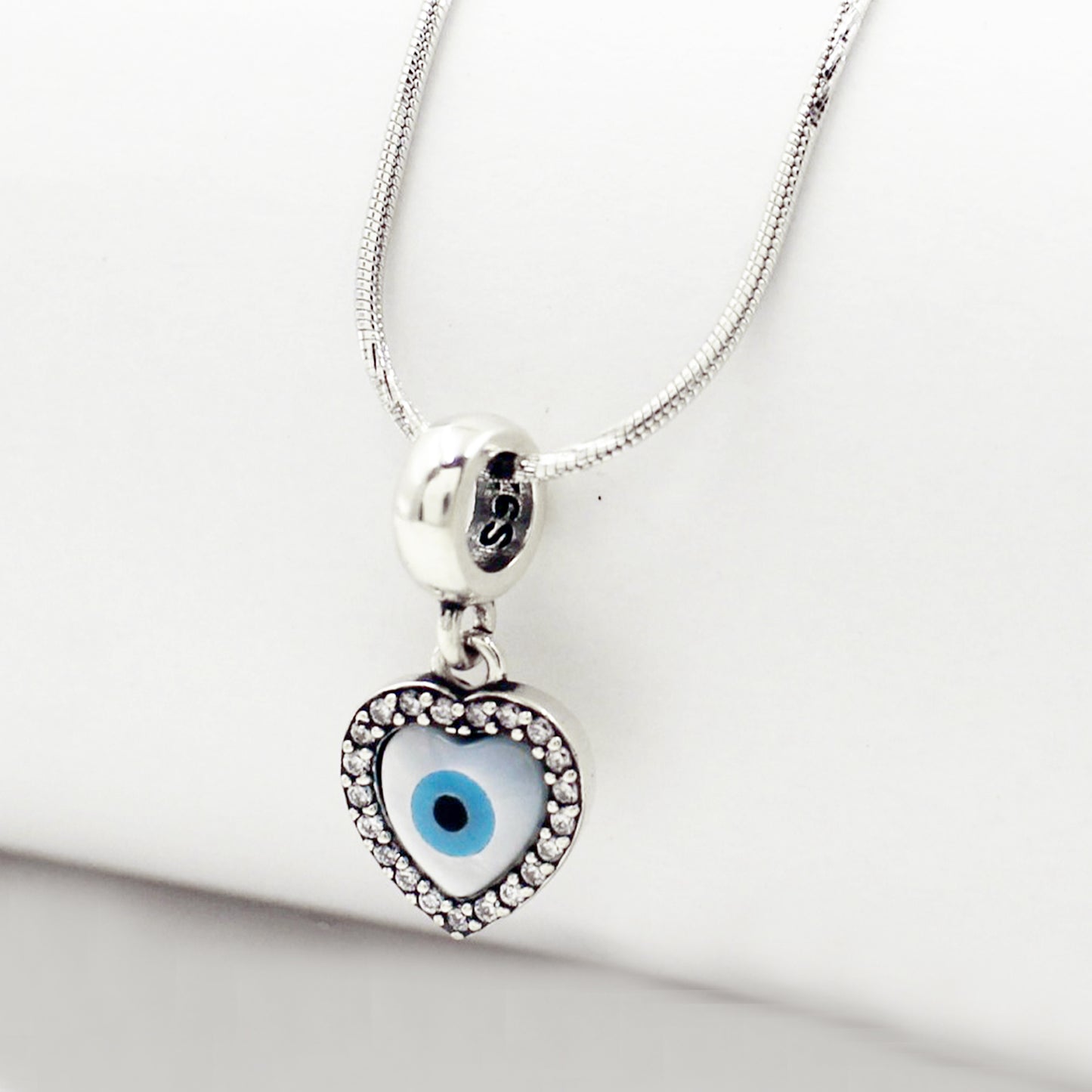 Silver Sweet Heart Evil Eye Pendant