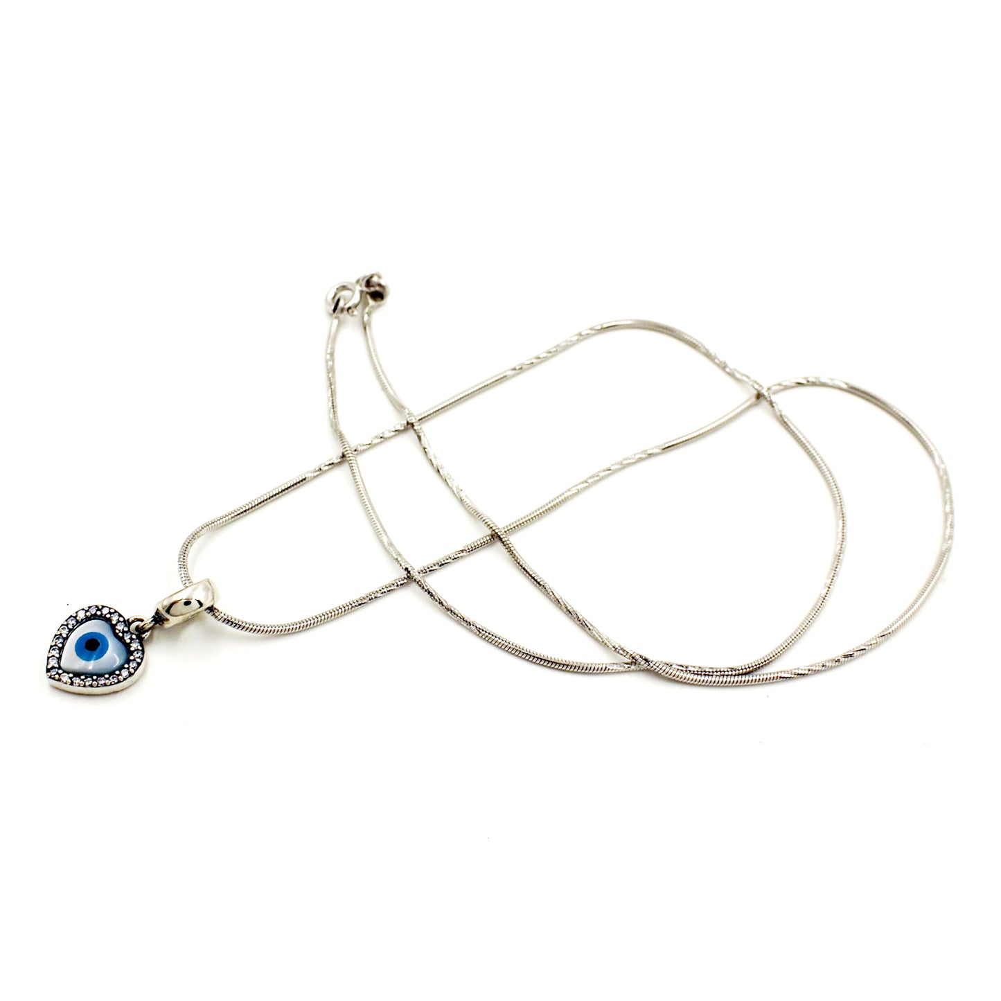 Silver Sweet Heart Evil Eye Pendant