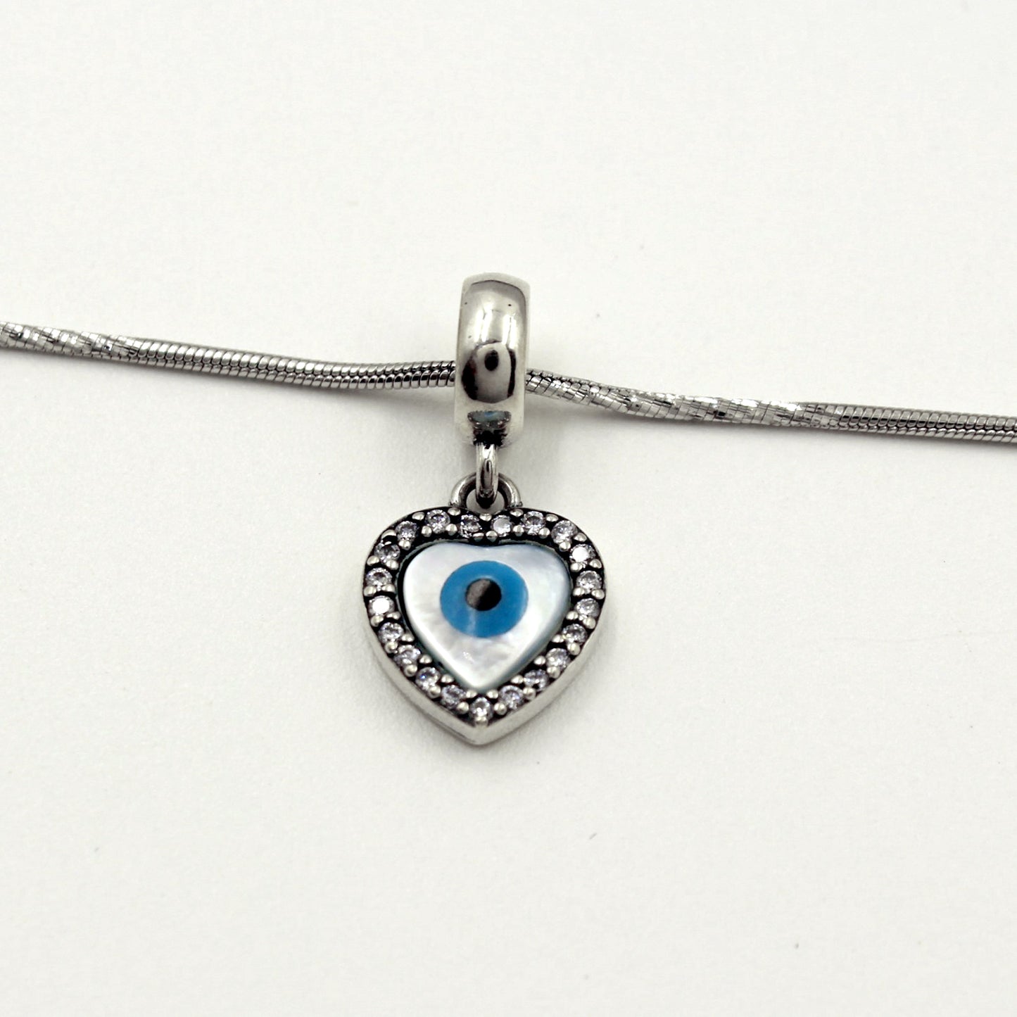 Silver Sweet Heart Evil Eye Pendant