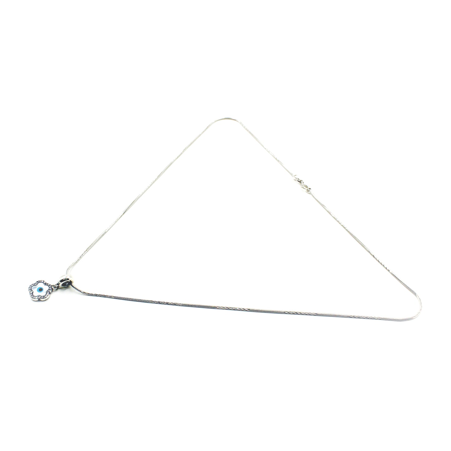 Silver Blooming Flower Evil Eye Pendant