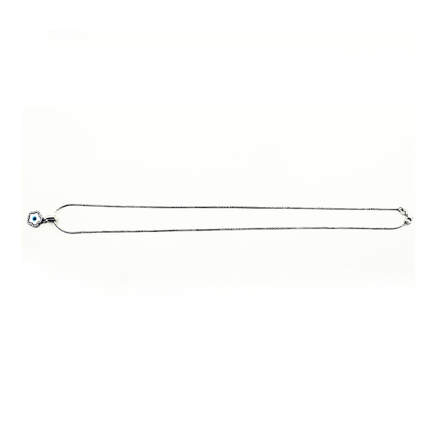 Silver Blooming Flower Evil Eye Pendant