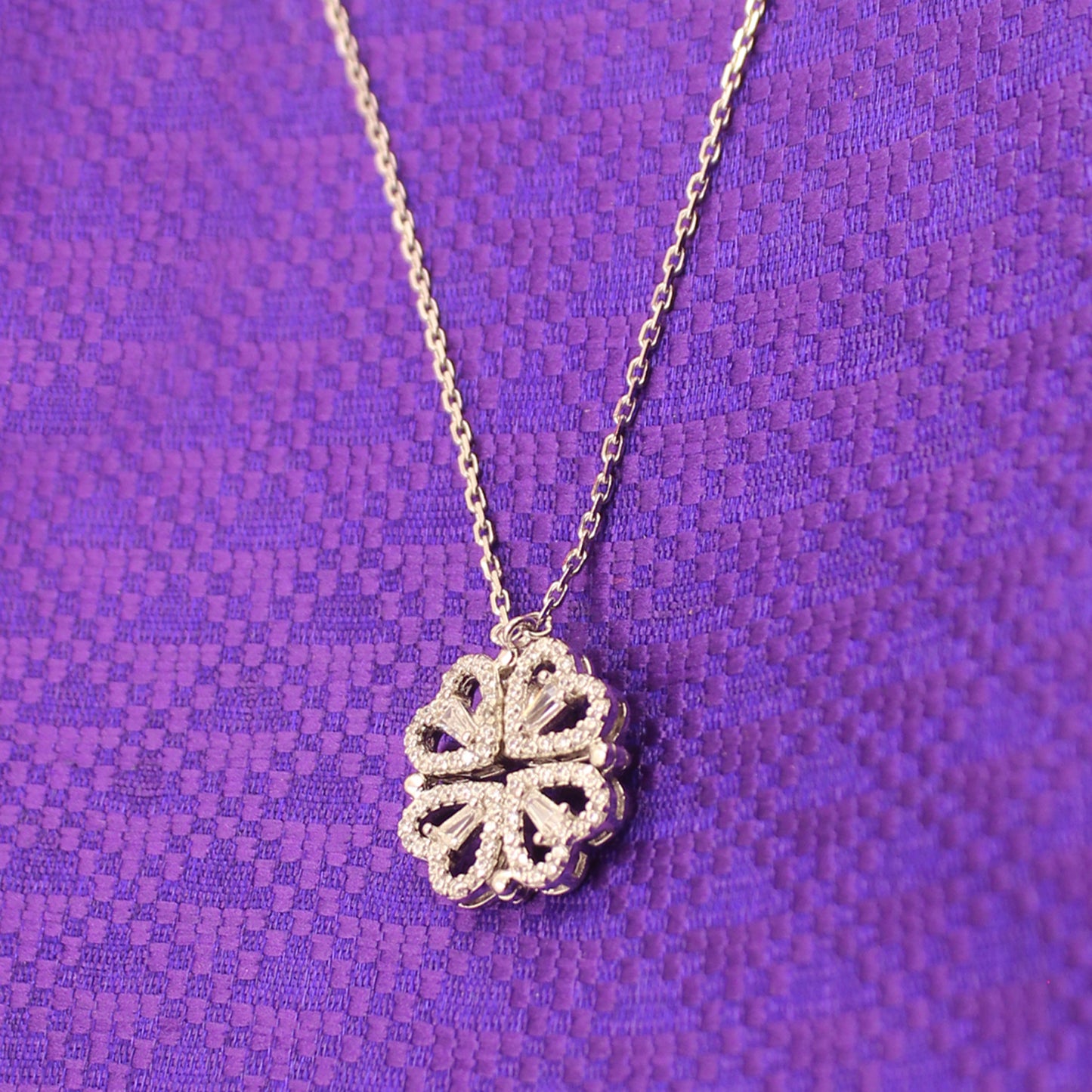 Silver Clover Heart Convertible Necklace